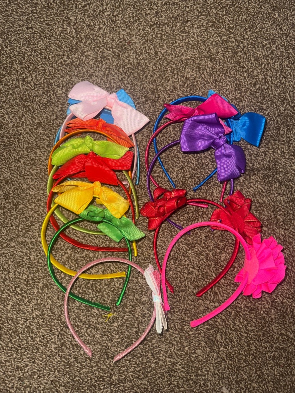 Girls Headband Bundle – 14 Bow Headbands Bright Colors (Rainbow, Pink, Purple)